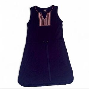 G.H. Bass & Co. Navy Blue Sleeveless Embroidered V-Neck Dress XL